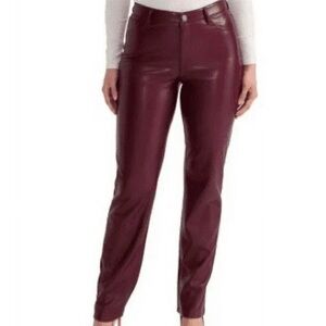 Joie Faux Leather Burgundy Pant
